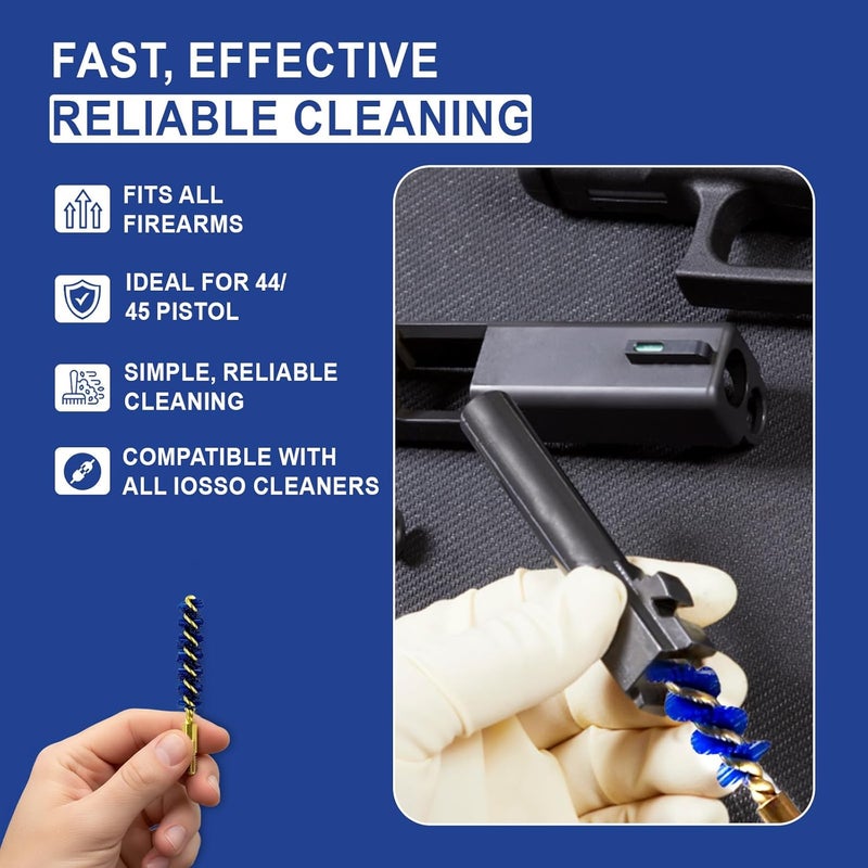Iosso Premium Bore Brush – Blue Synthetic Fiber – Durable, Long-Lasting Tool for Gun Maintenance – Made in USA Bore Cleaning Brush (.44/.45 Pistol BORE Brush) - Image 5